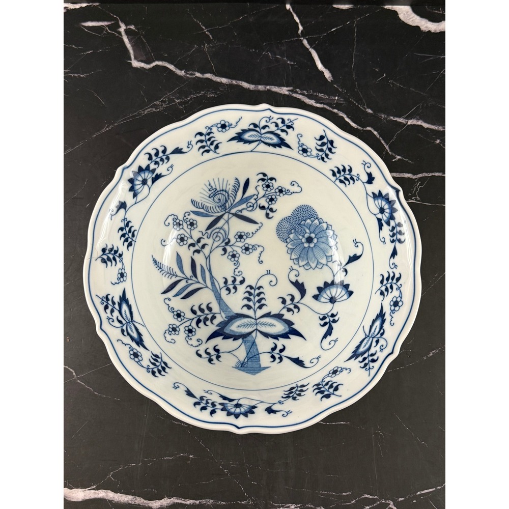 VTG Blue Danube Blue Onion 10in Serving Vegetable Bowl Banner Backstamp